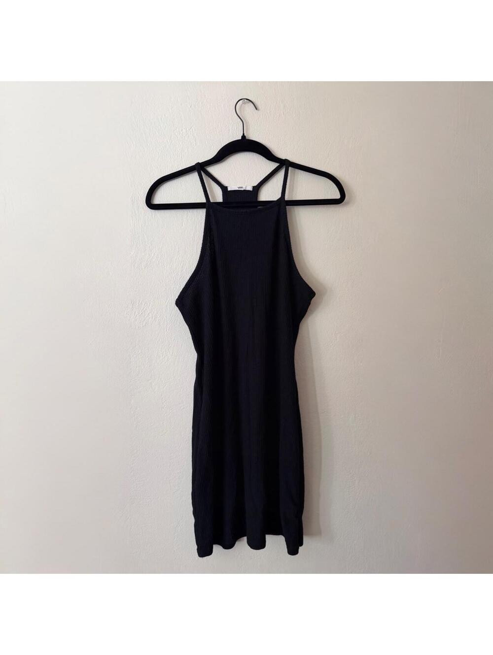 Vans black ribbed halter mini dress. In good used condition, size M.